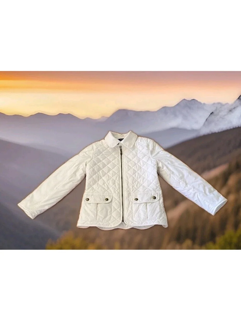 POLO RALPH LAUREN Quilted Jacket Girls XL 16 Women Small White Equestrian Barn